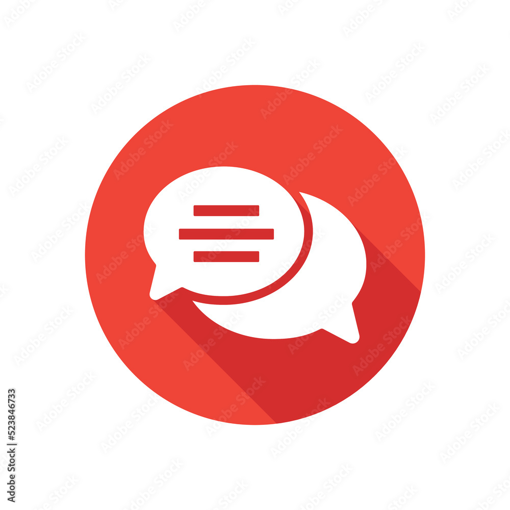 Chat icon in round button with long shadow. Chat icon in round button with long shadow.