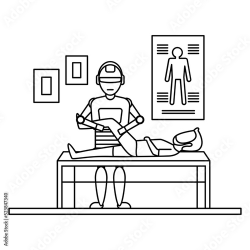 physiotherapy robot Concept, rehabilitation bot machine vector icon design, Robotics medicine symbol, Healthcare Scene Sign, Innovation Artificial Intelligence Work in Modern Clinic stock illustration
