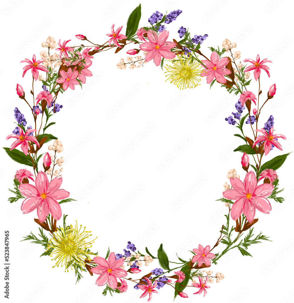 Modern Beautiful wreath. Elegant floral illustration