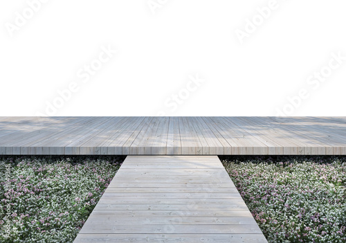 Balcony with flower garden on transparent background