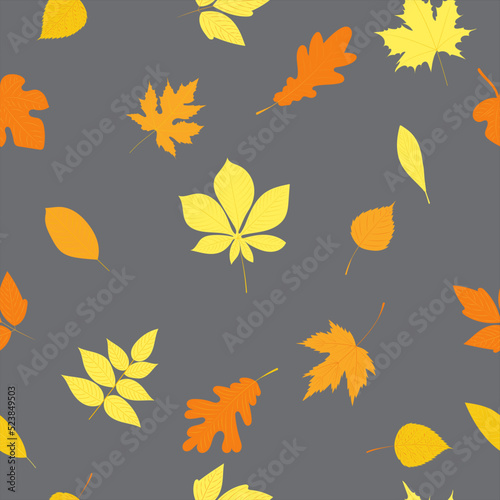 seamless background with autumn leaves, vector