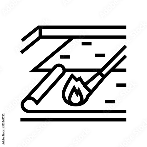 asphalt bitumen roof mounting line icon vector illustration