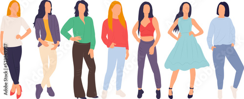 fashionable woman in flat style isolated, vector