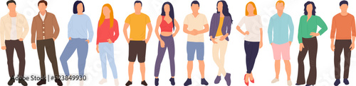 fashion women and men in flat style isolated, vector
