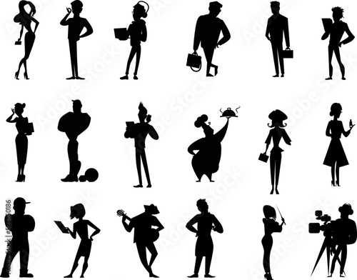 People professions portraits isolated Vectors Silhouettes
