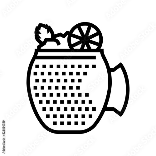 moscow mule cocktail glass drink line icon vector illustration