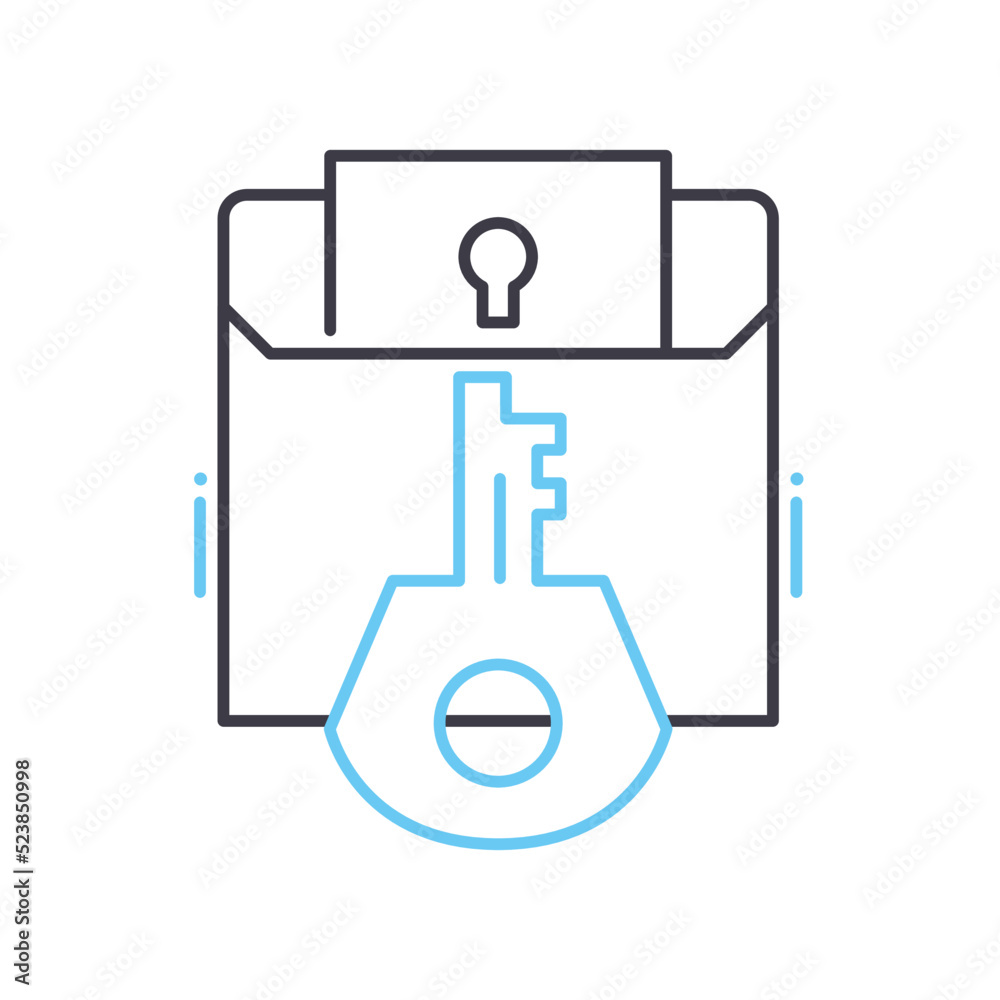 secure data folder line icon, outline symbol, vector illustration, concept sign