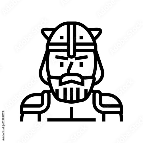 soldier viking medieval line icon vector illustration