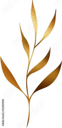 Gold abstract nature art doodle illustration