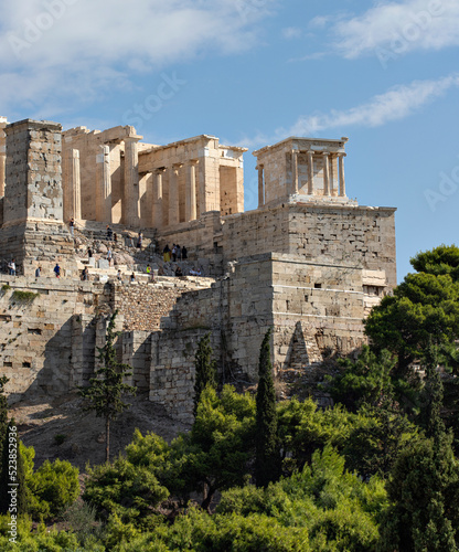 View of the Acropolis in Athens Greece