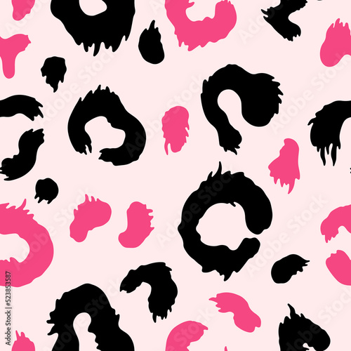 Animal print  leopard  vector seamless pattern in the style of doodles  hand drawn