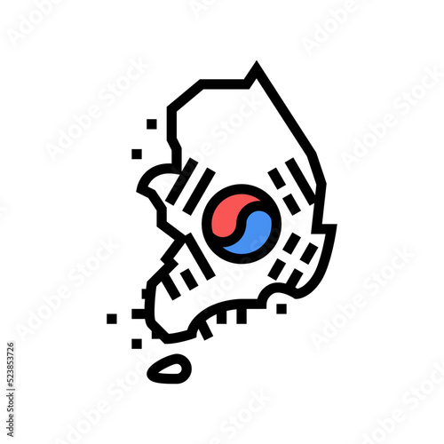south korea country map flag color icon vector illustration