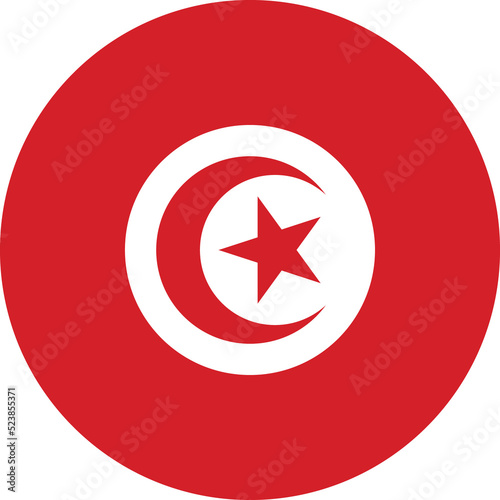 Circle flag vector of Tunisia.