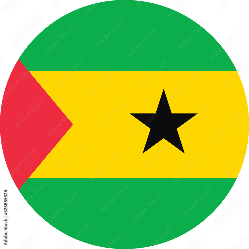 Circle flag vector of Sao Tome and Principe. Circle flag vector of Sao Tome and Principe.