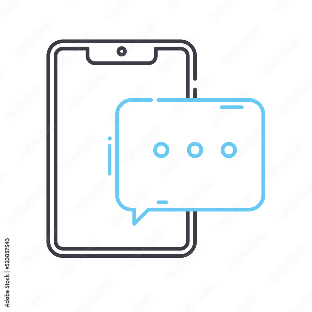 sms notification line icon, outline symbol, vector illustration, concept sign sms notification line icon, outline symbol, vector illustration, concept sign
