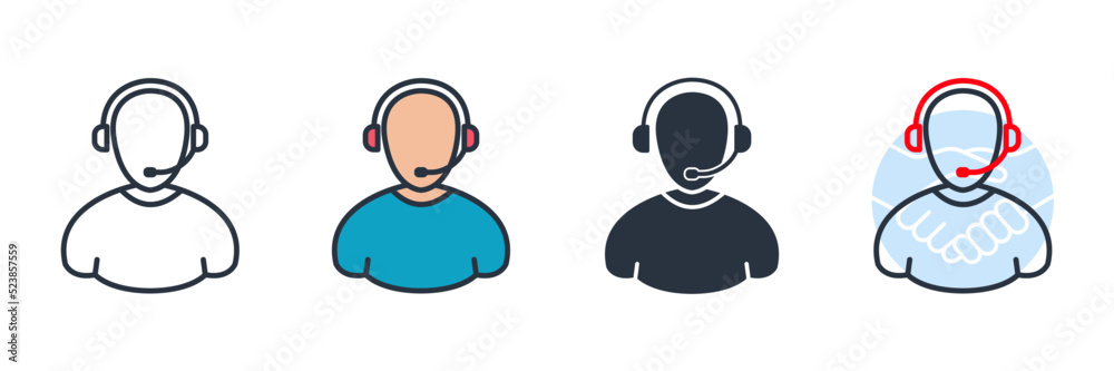 customer service agent with headset icon logo vector illustration. Customer support symbol template for graphic and web design collection customer service agent with headset icon logo vector illustration. Customer support symbol template for graphic and web design collection