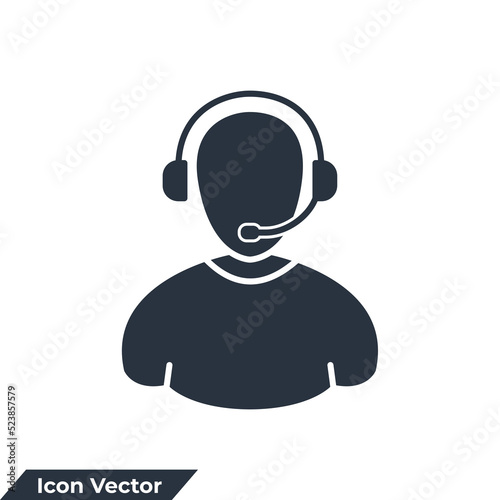 customer service agent with headset icon logo vector illustration. Customer support symbol template for graphic and web design collection