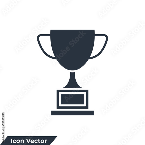 Trophy cup icon logo vector illustration. winner champion's cup symbol template for graphic and web design collection