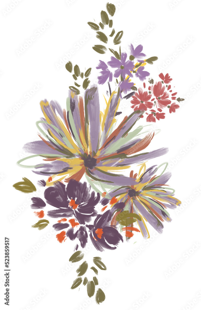 Watercolour floral , Flower and leaves elements