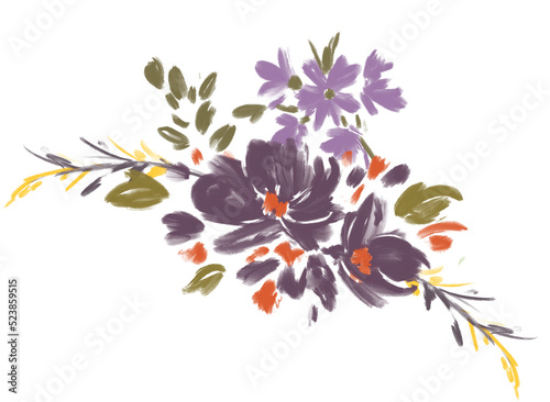 Fototapeta Naklejka Na Ścianę i Meble -  Watercolour floral , Flower and leaves elements