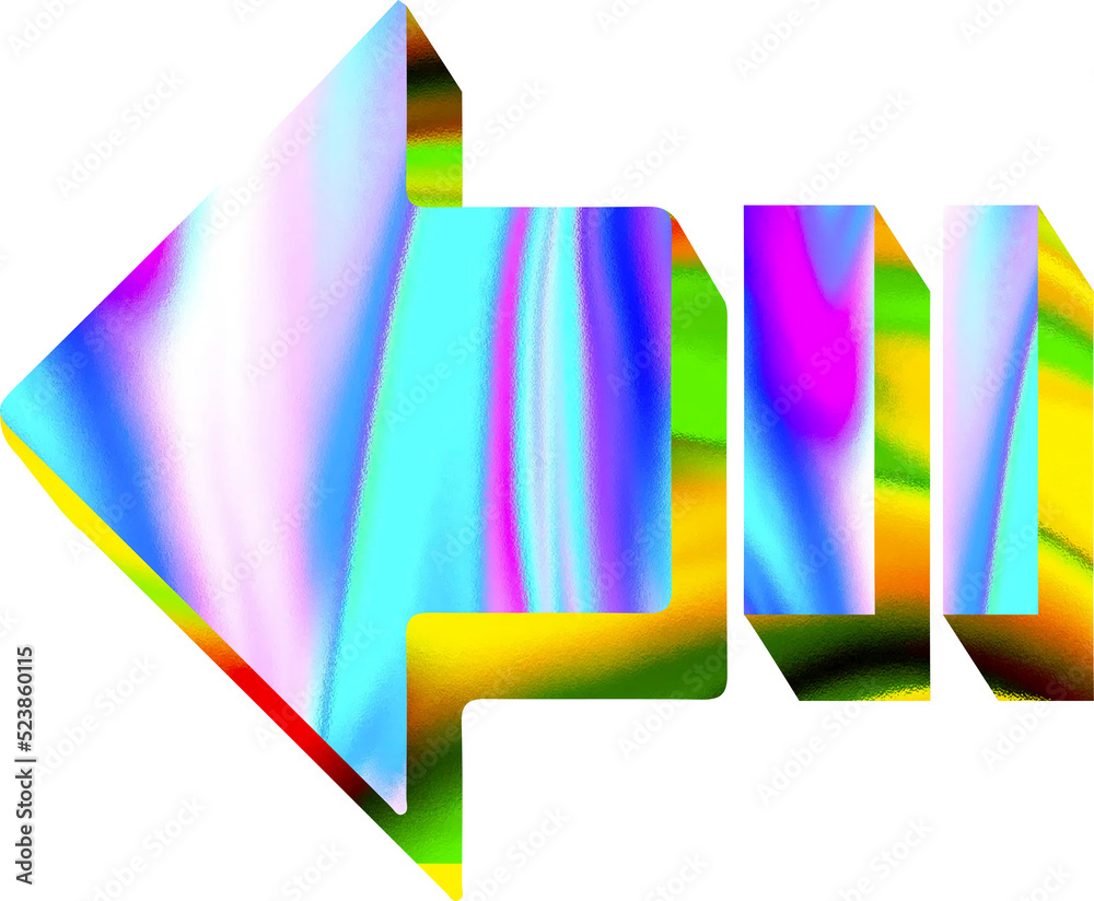 custom made wallpaper toronto digitalArrow 3d render Glossy holographic geometric shapes