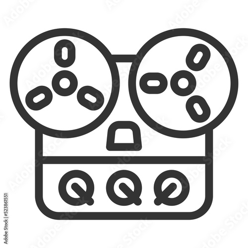 Reel tape recorder - icon, illustration on white background, outline style