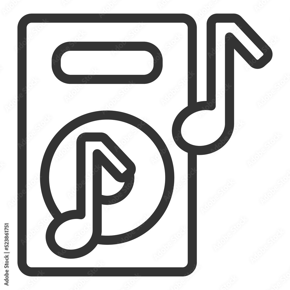 Acoustic sound speaker and musical notes - icon, illustration on white background, outline style Acoustic sound speaker and musical notes - icon, illustration on white background, outline style