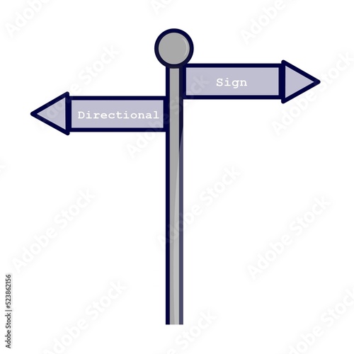 Direction sign on white background