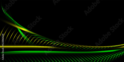 Abstract black green and yellow neon background