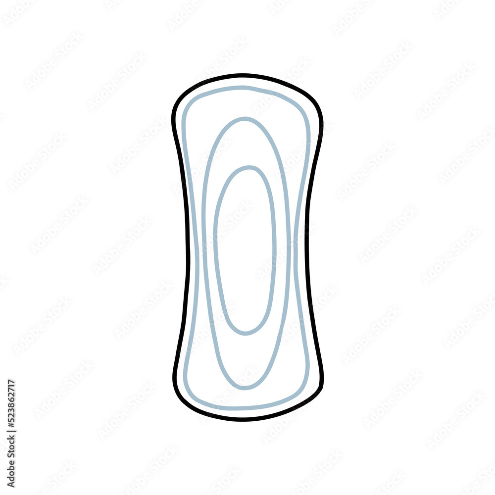 menstrual pad, feminine hygiene item doodle icon, vector color line illustration menstrual pad, feminine hygiene item doodle icon, vector color line illustration