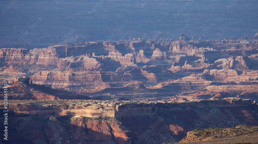 Scenic American Landscape and Red Rock Mountains in Desert Canyon. Spring Season. Canyonlands National Park. Utah, United States. Nature Background. Sunrise Scenic American Landscape and Red Rock Mountains in Desert Canyon. Spring Season. Canyonlands National Park. Utah, United States. Nature Background. Sunrise