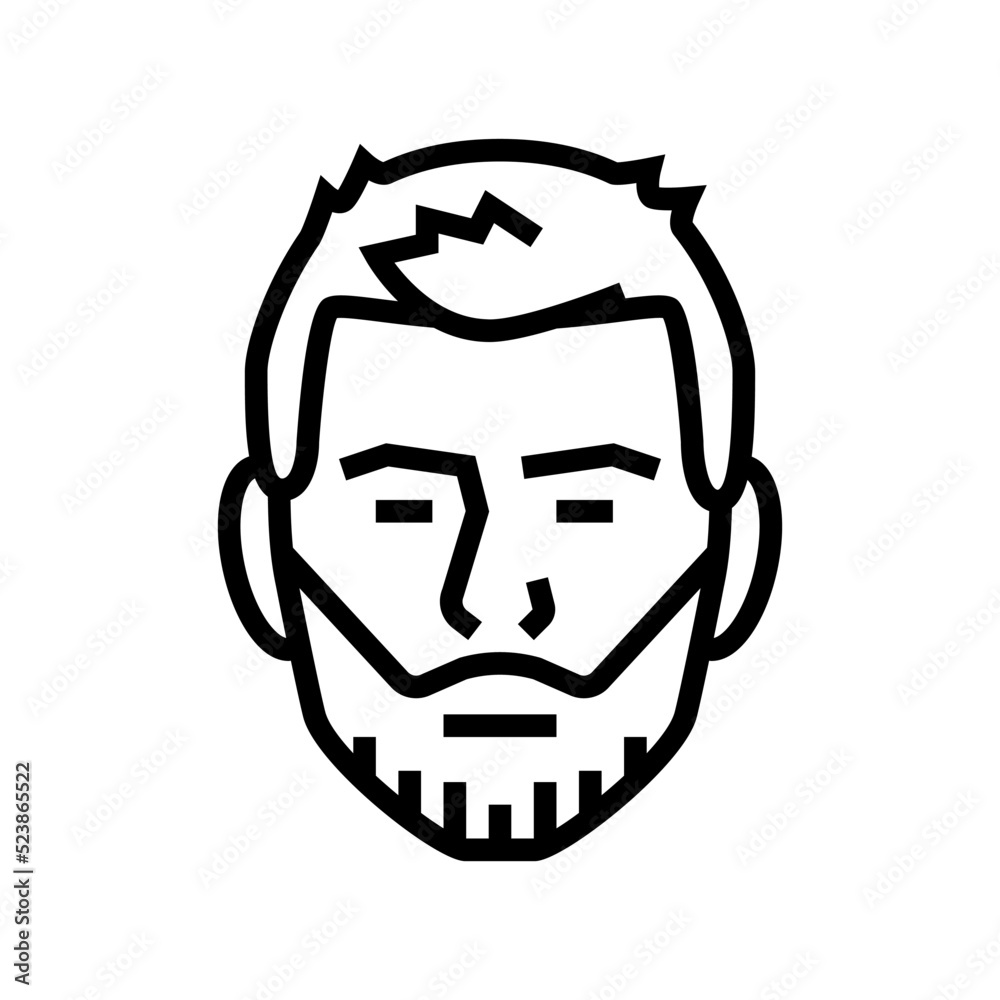 short beard hair style line icon vector illustration
