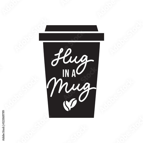 Espresso yourself funny coffee quote. Hand drawn lettering coffee slogan with cup of coffee silhouette. Coffee to go concept. Motivational coffee quote isolated on white background vector illustration