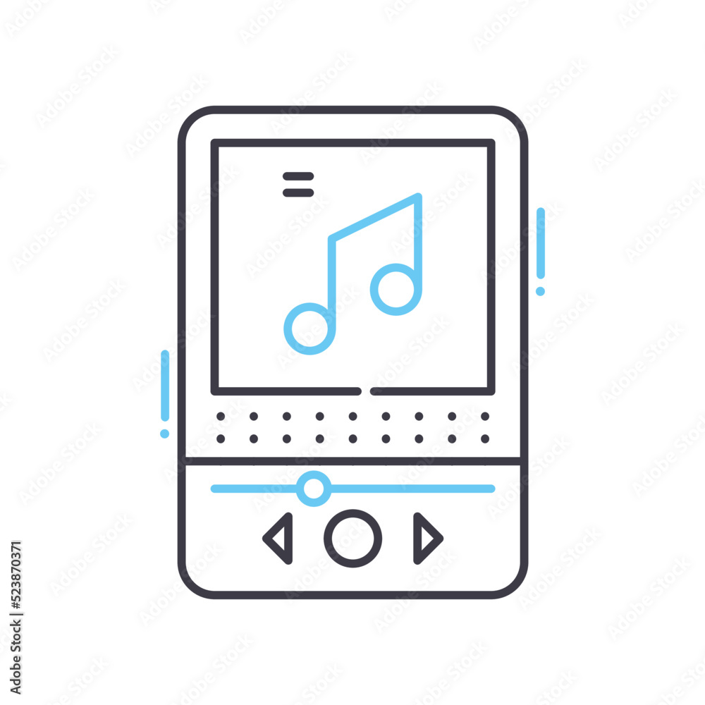music player line icon, outline symbol, vector illustration, concept sign music player line icon, outline symbol, vector illustration, concept sign