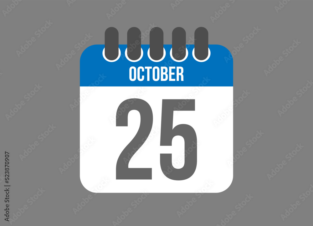 25 calendar october. Calendar icon for October days in blue color on dark background. 25 calendar october. Calendar icon for October days in blue color on dark background.