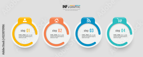 Circle infographic elements with 4 steps.