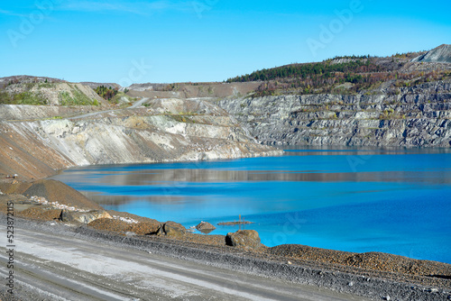 Thetford Mines asbestos mine sand tailings with lake