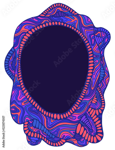Funny bizarre doodle bright frame with place for text. Pattern isolated on white background. Stylish decorative frame for design.