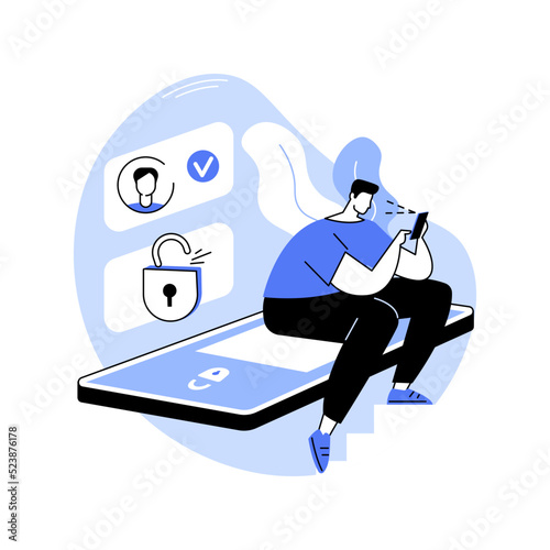 Facial recognition isolated cartoon vector illustrations.