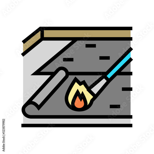 asphalt bitumen roof mounting color icon vector illustration