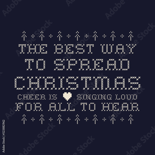 Merry Christmas lettering design on dark background. Holidays quote - the best way to spread Christmas. Stock vector xmas typography and calligraphy arts for t-shirt printing