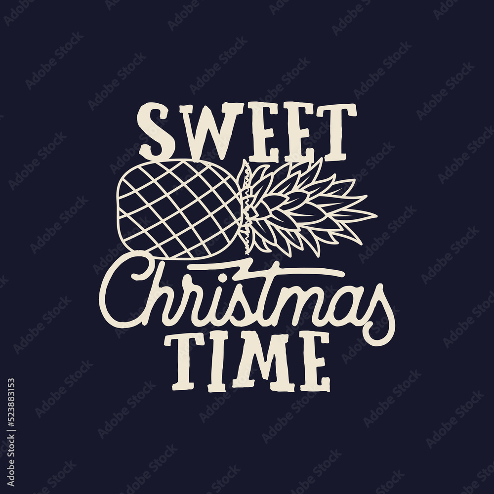 Obraz premium Merry Christmas lettering design on dark background. Holidays quote - Sweet christmas time. Stock vector xmas typography and calligraphy arts for t-shirt printing