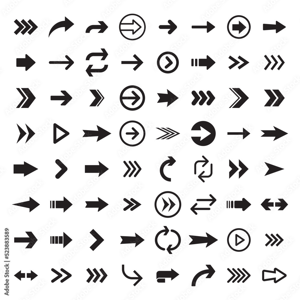 Arrows icon collections. Set of arrow vectors. Arrowheads shapes. Arrows icon collections. Set of arrow vectors. Arrowheads shapes.