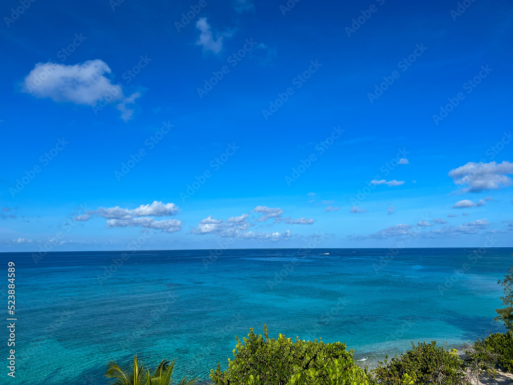 An aerial view of Cemetery Beach on Seven Mile Beach in Grand Cayman Island.