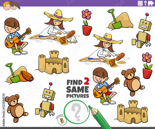 find two same cartoon pictures educational task