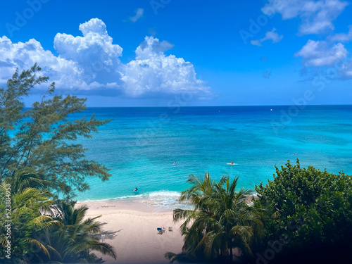 Fototapeta Naklejka Na Ścianę i Meble -  An aerial view of Cemetery Beach on Seven Mile Beach in Grand Cayman Island.