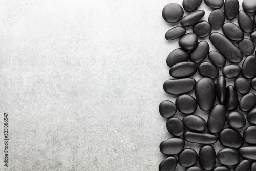 Photography Spa massage stone theme on grey background.
