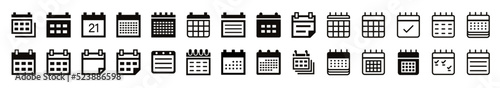 Set of calendar symbols in line style. Calendar icon