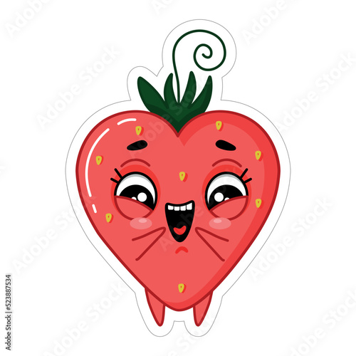 sticker red cheerful delighted strawberry in ecstasy emoji
