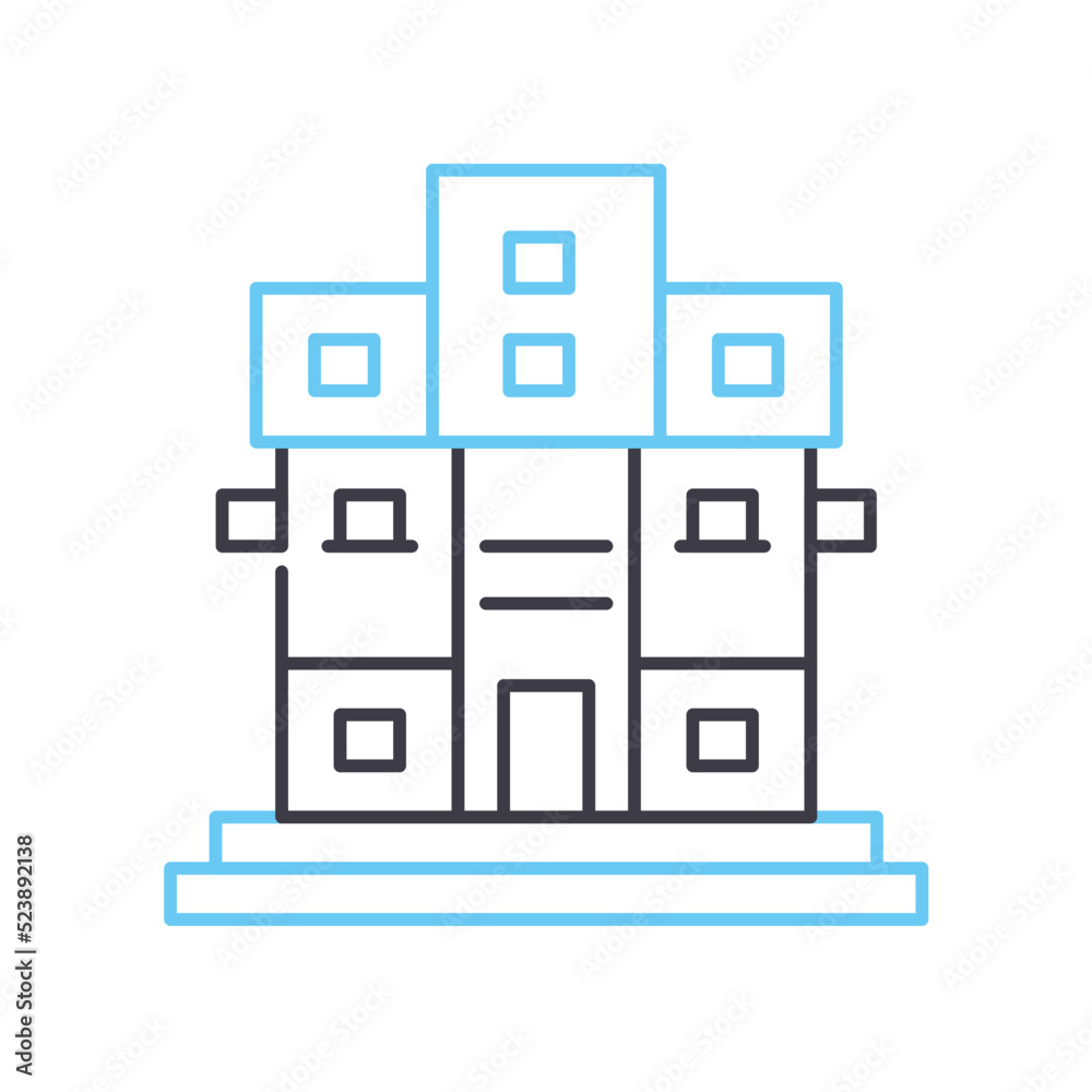 residential line icon, outline symbol, vector illustration, concept sign residential line icon, outline symbol, vector illustration, concept sign